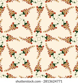Vector floral seamless pattern from hand painted flowers on a beige background