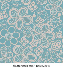 Vector floral seamless pattern. Handdrawn botanical backdrop.