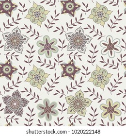 Vector floral seamless pattern. Handdrawn botanical backdrop.