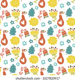 Vector floral seamless pattern. Handdrawn botanical backdrop