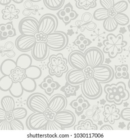 Vector floral seamless pattern. Handdrawn botanical backdrop.