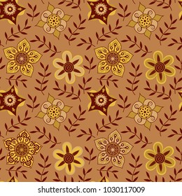 Vector floral seamless pattern. Handdrawn botanical backdrop.