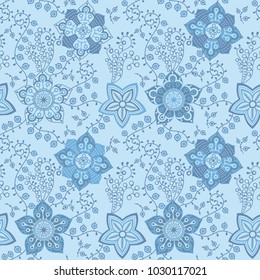 Vector floral seamless pattern. Handdrawn botanical backdrop.