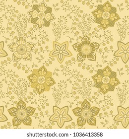Vector floral seamless pattern. Handdrawn botanical backdrop.