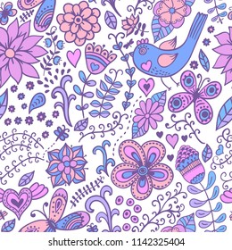 Vector floral seamless pattern. Handdrawn botanical backdrop.