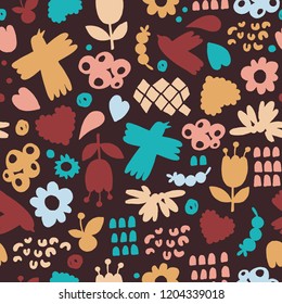 Vector floral seamless pattern. Handdrawn botanical backdrop.