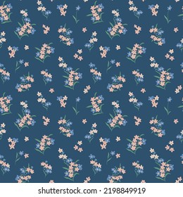 Vektor-Blumen nahtloses Muster in handgezeichnet Stil. Boho Sommer vergessen, dass ich keine Blumen wiederholen Hintergrund. Abwechslungsreiches, nahtloses Stoffdesign.