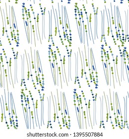 Diseño vectorial sin fisuras con flores de lavanda en colores pastel. Perfecto para tarjetas de invitación, carteles, banners, diseño web.