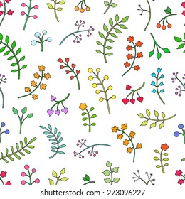 Vector floral seamless pattern with leaves and flowers. Spring or summer design for invitation, wedding or greeting cards