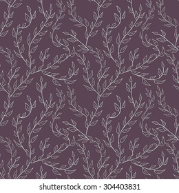 Vector Floral seamless pattern. Leaves, berries, branches.