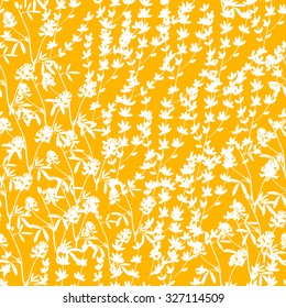 Vector floral seamless pattern with leaves branches. Sweet honey background.