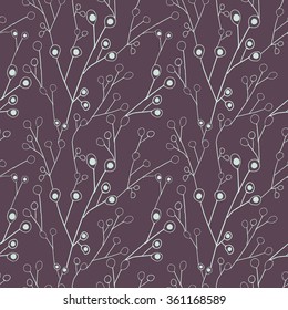 Vector Floral seamless pattern. Leaves, berries, branches.