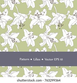  Vector floral seamless pattern with lilies.