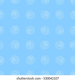 Vector floral seamless pattern. Monochrome silhouette. Blue roses isolated.