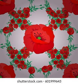 Vector floral seamless pattern. Motley illustration. Cute poppies on beige background.