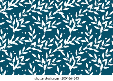 Vector floral sin costura en estilo de granja natural con ramas simples, bayas, hojas. Diseño para textiles, tela, papel de pared, papel de envoltura, homeware, decoración doméstica, diseño web