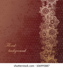 vector floral seamless pattern on grunge polka dot background
