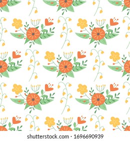 Vector floral seamless pattern on Easter theme. Vector seamless pattern on white background. Design element.
