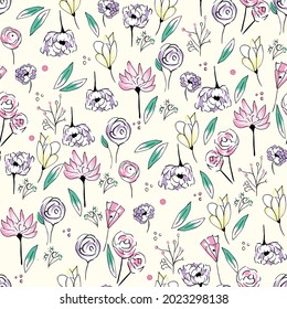 Vector Floral Seamless Pattern on background