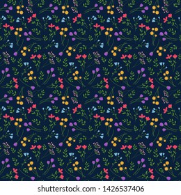 Vector floral seamless pattern. Ornament from simple flowers. Background for printing on paper, wallpaper, covers, textiles, fabrics, for decoration, decoupage, scrapbooking and other