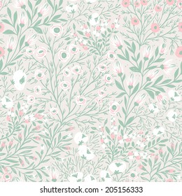 vector floral seamless pattern with pastel blooms