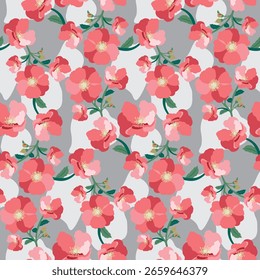 Vector floral seamless pattern with peonies stock illustration