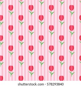 Vector floral seamless pattern with red tulips