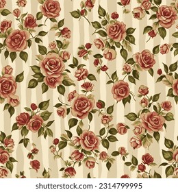 vector floral seamless pattern retro stripes  background