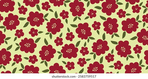 Vector floral seamless pattern in retro style