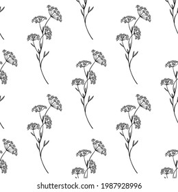 Vector floral seamless pattern. Romantic elegant endless background with hand drawn wildflowers.