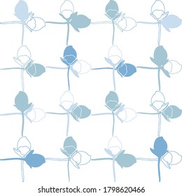 Vector floral seamless pattern with rosebuds. Stylized hand drawn flowers in pastel colors on white background.