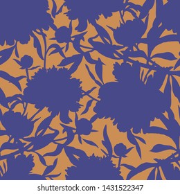 Vector floral seamless pattern. Silhouettes made of peony flowers and petals. Flat botanical backdrop for wallpaper, textiles, fabric, clothes, jacket, souvenirs, wrapper, surface or scrapbook. 