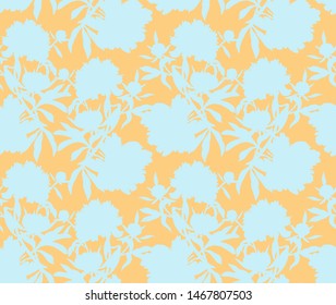 Vector floral seamless pattern. Silhouettes made of peony flowers and petals. Flat botanical backdrop for wallpaper, textiles, fabric, clothes, jacket, souvenirs, wrapper, surface or scrapbook. 