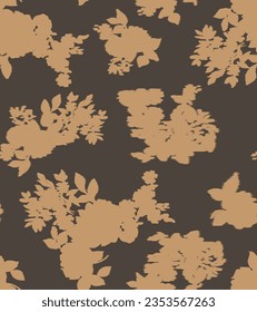 Vector floral seamless pattern. Silhouettes made of  flowers and petals. Flat botanical backdrop for wallpaper, textiles, fabric, clothes, jacket, souvenirs, wrapper, surface or scrapbook.