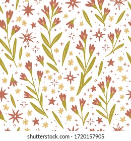 vector floral seamless pattern. simple design with star. for textile, wrapping, office, wallpaper