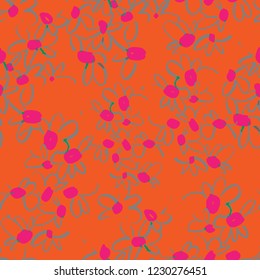 Vector floral seamless pattern with small daisies. Bright botanical illustration. Simple flowers drawn by felt tip pen. Good for bedding, fabric, textile, wallpaper, wrapping, surface.