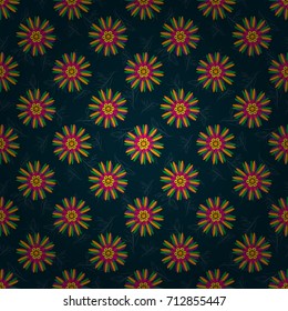 Vector floral seamless pattern. Soft design. Endless texture for wrapping, textiles, paper in blue, yellow and green colors.