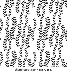 Vector floral seamless pattern with stylized twigs and leaves in retro style.