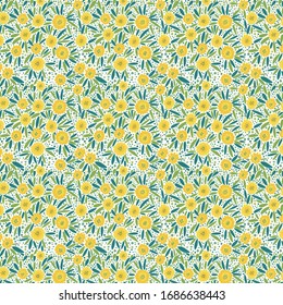 
Vector floral seamless pattern. Pattern with summer sunny flowers. Beautiful wallpaper, print, invitation, postcard.