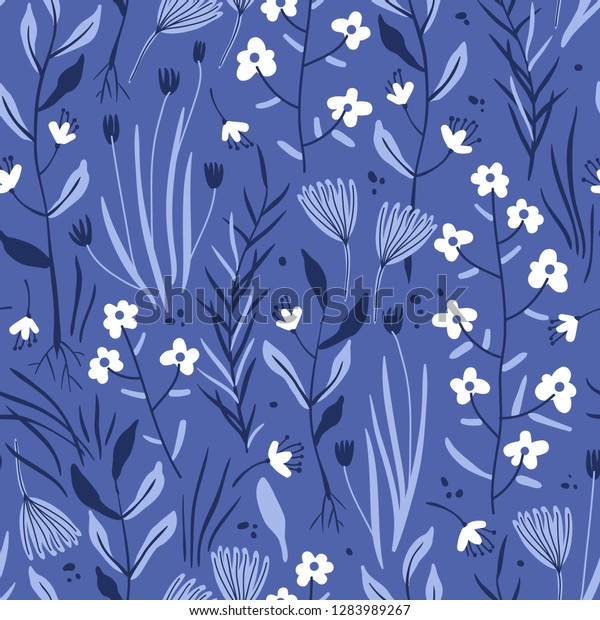 Vector Floral Seamless Pattern Summer Herbs Stock Vector Royalty Free 1283989267