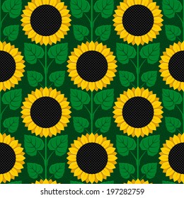 Vector floral seamless pattern with sunflowers.