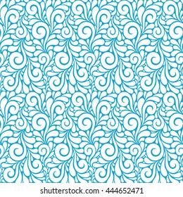 Vector floral seamless pattern with swirl shapes. Color background. Decorative illustration for print, web