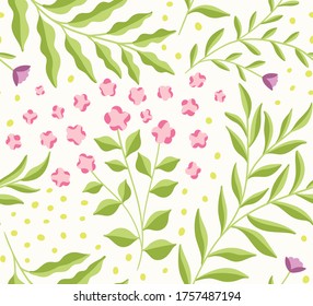 Patrón vector floral sin soldadura. Fondo botánico vintage. Ilustración de moda con flores pequeñas.