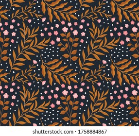 Patrón vector floral sin soldadura. Fondo botánico vintage. Ilustración de moda con flores pequeñas.