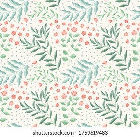 Vektor blühendes nahtloses Muster. Vintage-botanischer Hintergrund. Trendy Illustration mit kleinen Blumen.