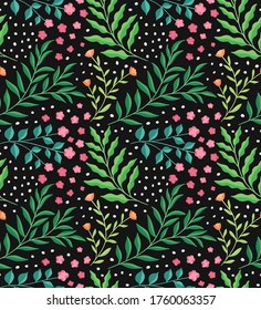 Vektor blühendes nahtloses Muster. Vintage-botanischer Hintergrund. Trendy Illustration mit kleinen Blumen.