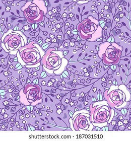 vector floral seamless pattern with vintage blooming roses