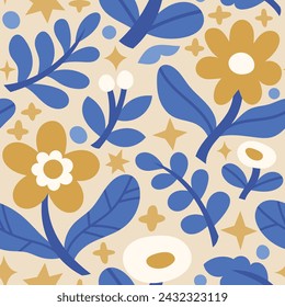 Vector floral seamless pattern. Vintage botanical background. Trendy Illustration with small flowers.