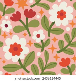 Vector floral seamless pattern. Vintage botanical background. Trendy Illustration with small flowers.