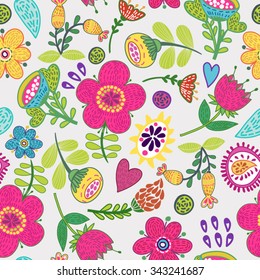 Vector floral seamless pattern in vintage style.